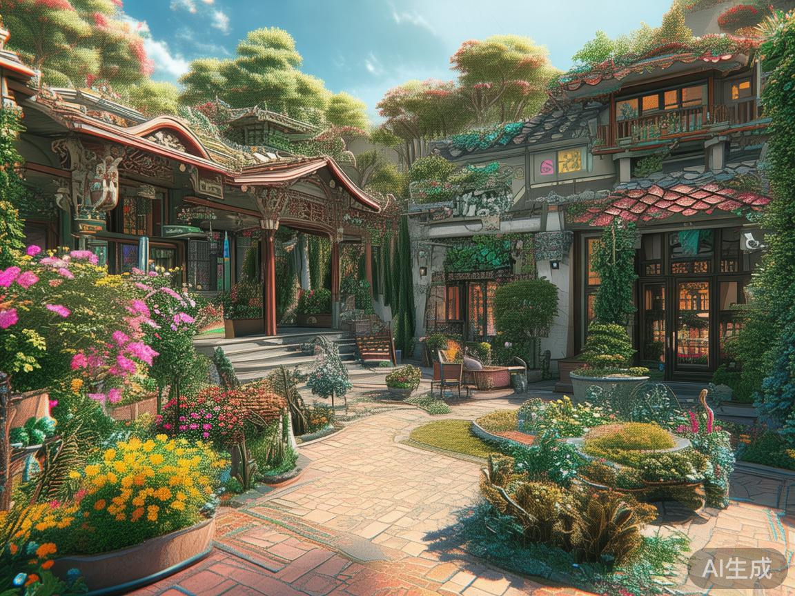 复古花园以其浓厚的怀旧气息和精致的园林设计，成为许